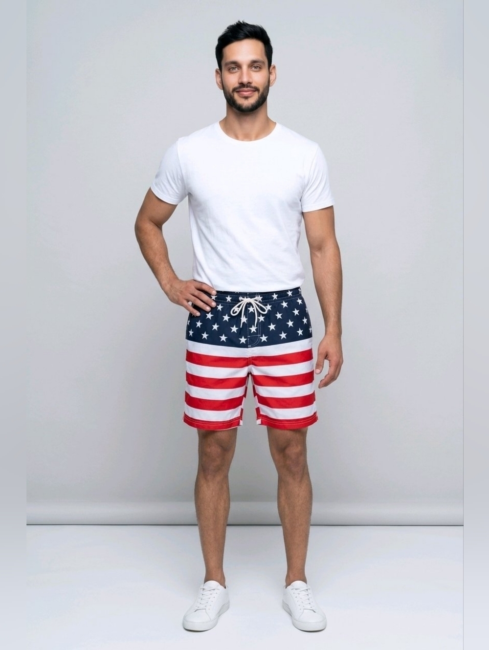 Old Navy American Flag USA Patriotic Swim Trunks Board Shorts 8" Men's Medium